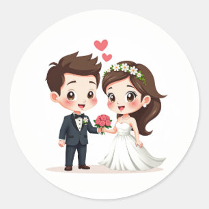 Adorable Wedding Couple Sticker 