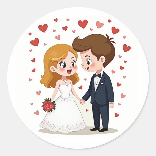 Adorable Wedding Couple Stickers (Front)