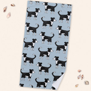 Adorable Welsh Border Collie Sheep Dog Pattern Beach Towel