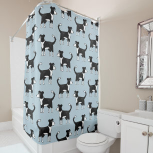 Adorable Welsh Border Collie Sheep Dog Pattern Shower Curtain
