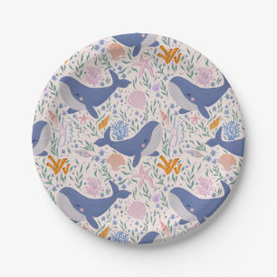 Adorable Whale and Sea Life  Paper Plate