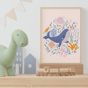 Adorable Whale and Sea Life Poster
