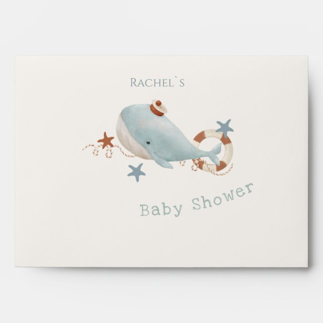 Adorable Whale Baby Shower Envelope (Front)