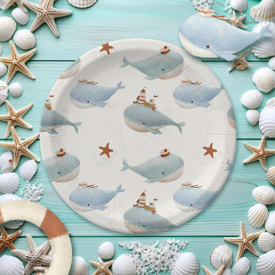 Adorable Whale Baby shower Paper Plate