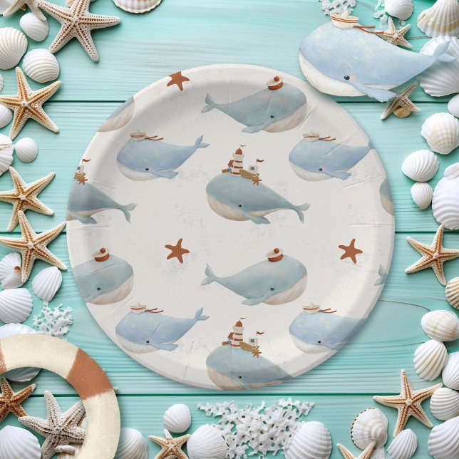 Adorable Whale Baby shower Paper Plate (Creator Uploaded)