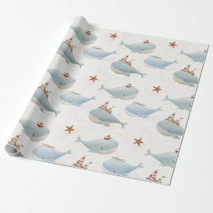 Adorable Whale Baby Shower Wrapping Paper