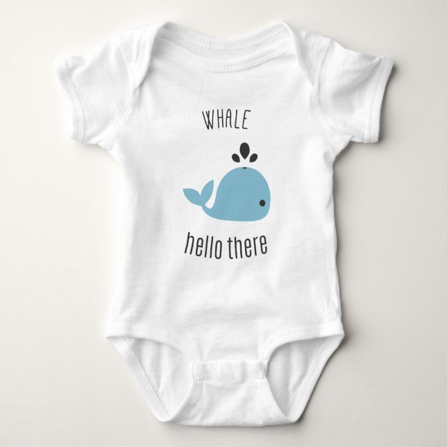 Adorable Whale (Well) Hello There! Baby Bodysuit (Front)