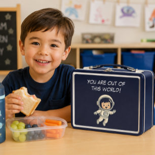 Adorable Whimsical Astronaut Cute Space Explorer Metal Lunch Box