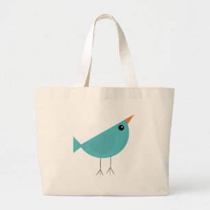 Adorable Whimsical Bird Nature Art Large Tote Bag