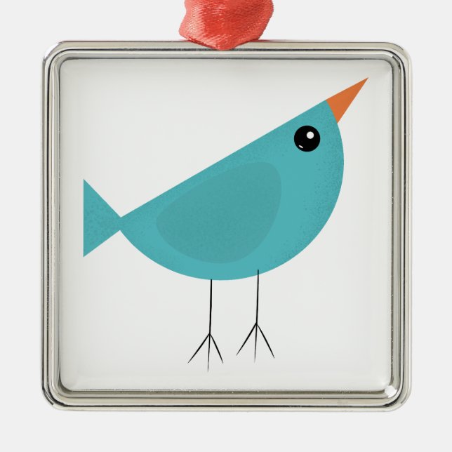 Adorable Whimsical Bird Nature Art Metal Ornament (Front)