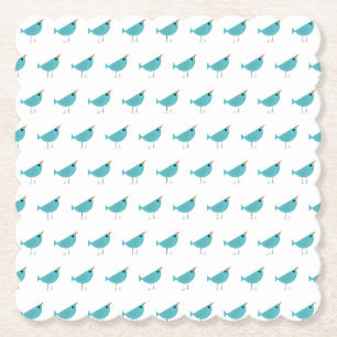 Adorable Whimsical Bird Nature Art Paper Coaster