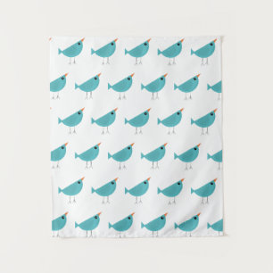 Adorable Whimsical Bird Nature Art Tapestry