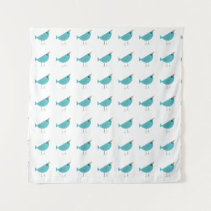 Adorable Whimsical Bird Nature Art Tapestry