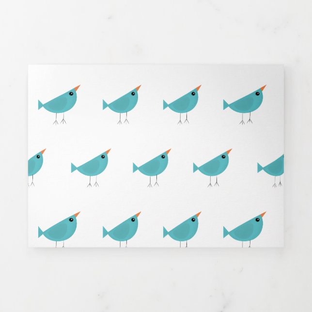 Adorable Whimsical Bird Nature Art Tri-Fold Announcement (Cover)