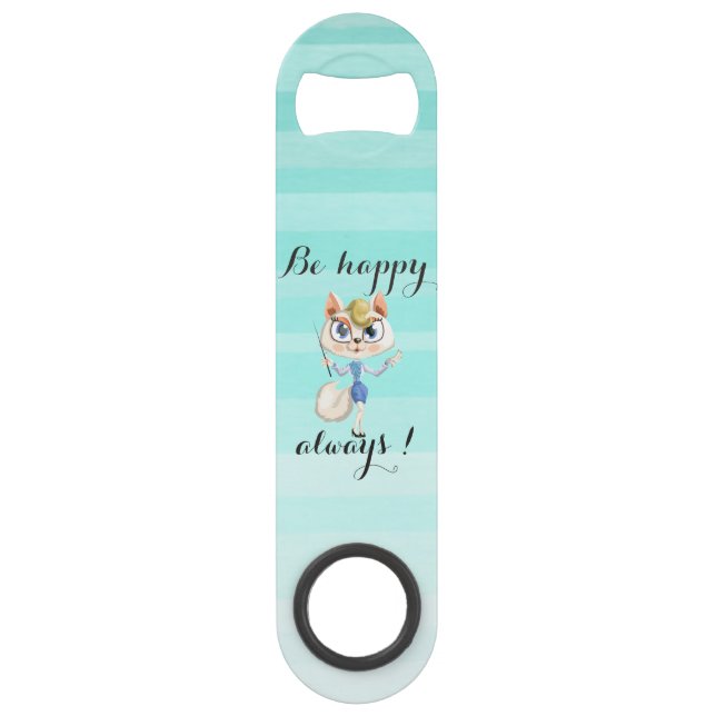 Adorable Whimsical Cat -Be happy always (Front)