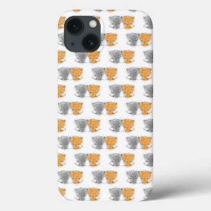 Adorable Whimsical Kittens Orange and Grey iPhone 13 Case