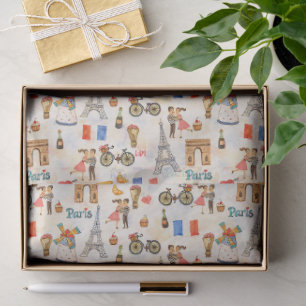 Adorable Whimsical Watercolor Paris Motifs with Ei Tissue Paper