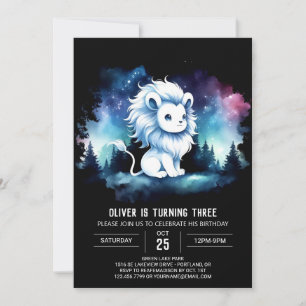 Adorable Whimsy Lion Birthday Invitation