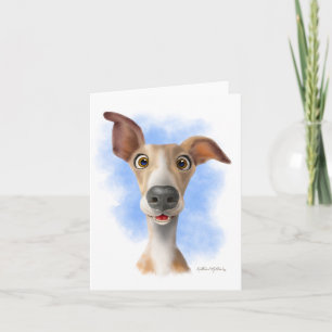 Adorable Whippet Cartoon Card