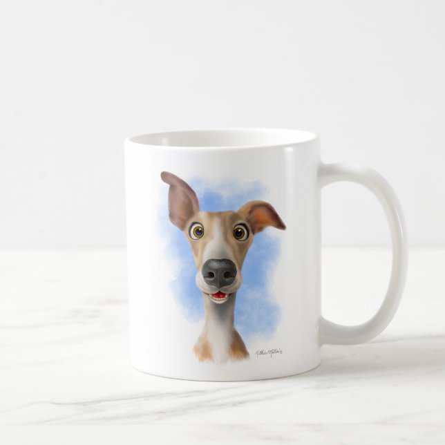 Adorable Whippet Cartoon  Coffee Mug (Right)