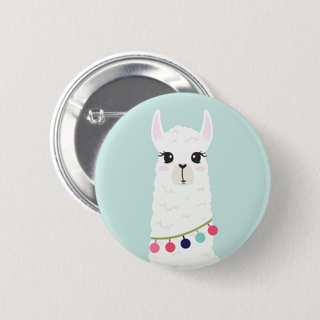 Adorable White Alpaca 6 Cm Round Badge (Front & Back)