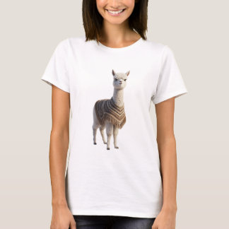 Adorable White Alpaca Character Wearing Bohemian T-Shirt