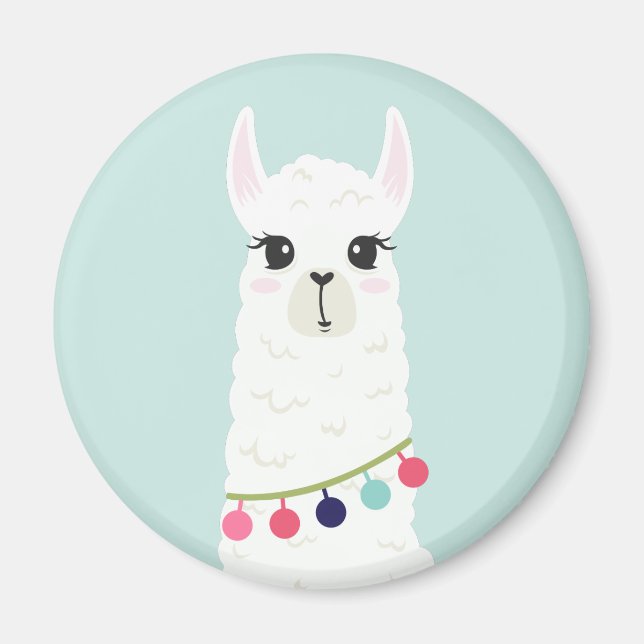 Adorable White Alpaca Magnet (Front)