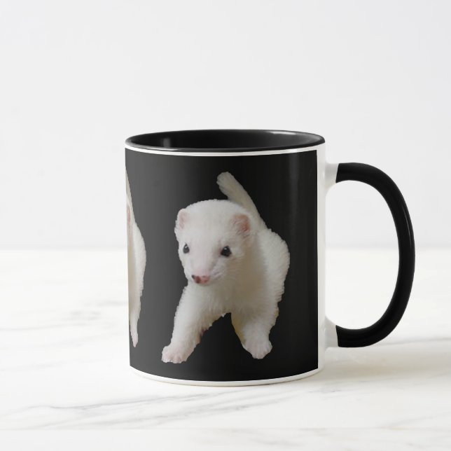 Adorable White Baby Ferret Cute Pet Lover Mug (Right)