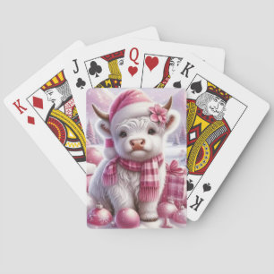 Adorable White Baby Heifer Playing Cards