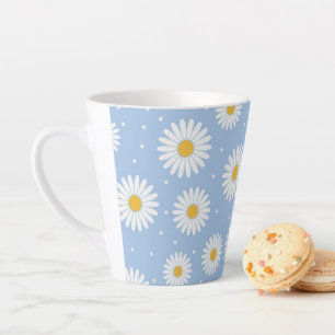 Adorable White Daisy Blue Latte Mug! Mug