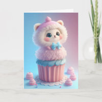 Adorable White Kitten Baking Cupcakes Blank
