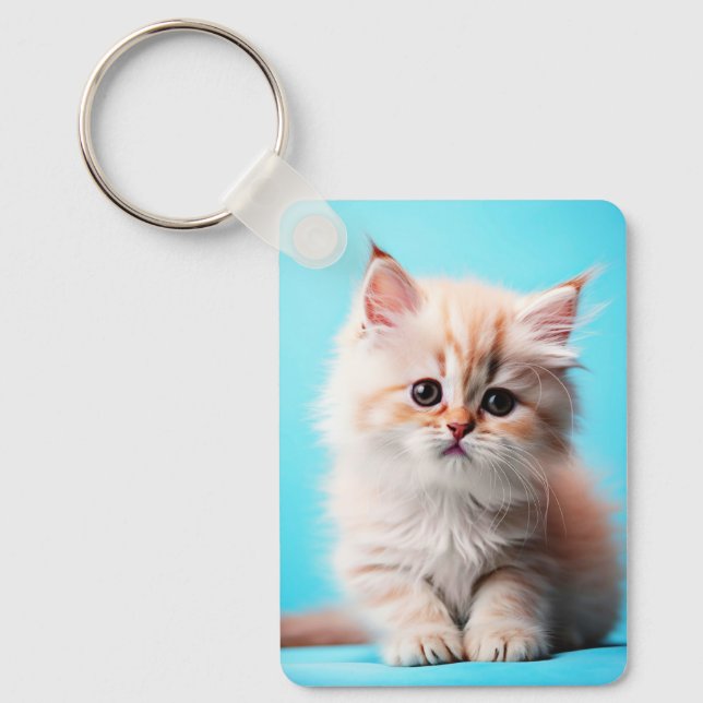 Adorable White Kitten Potrait-54971 Key Ring (Front)