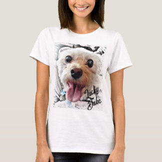 Adorable White Puppy T-Shirt (Customise Name)