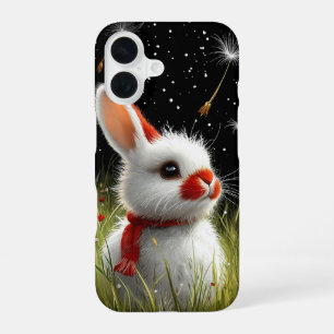 Adorable White Rabbit Sitting in Grass iPhone 16 Case