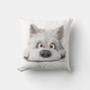Adorable white Scottish Terrier Cartoon Cushion