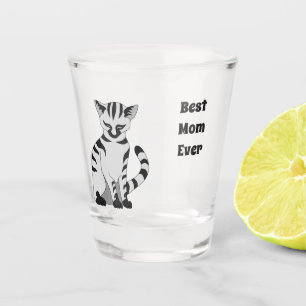 Adorable White Tiger Kitten Nodding Off Shot Glass