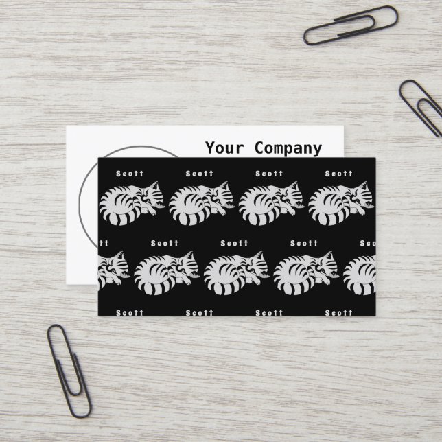 Adorable White Tiger Kitten Sleep Name Tag (Front/Back In Situ)