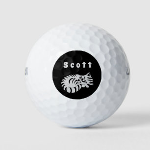 Adorable White Tiger Kitten Sleep Name Tag Golf Balls