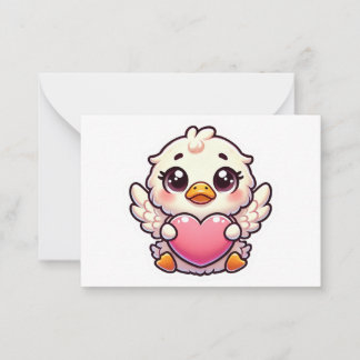Adorable Winged Duckling with Love Heart Card