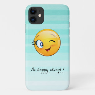 Adorable Winking Emoji Face-Be happy always iPhone 11 Case