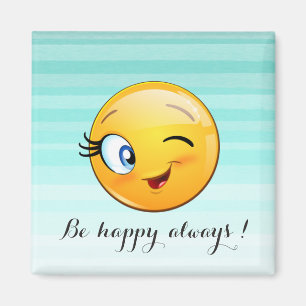 Adorable Winking Emoji Face-Be happy always Magnet