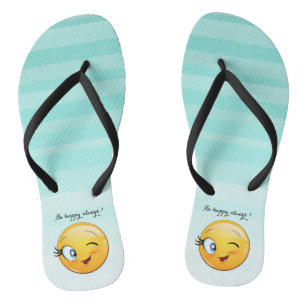 Adorable Winking Emoji Face-Be happy always Thongs