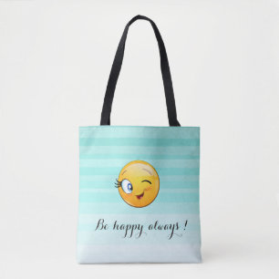 Adorable Winking Emoji Face-Be happy always Tote Bag