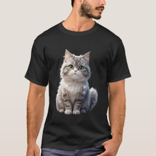 Adorable Winter Cat with Snowflakes Pet Lover Art T-Shirt