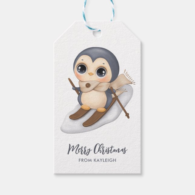 Adorable Winter Penguin Gift Tags (Front)