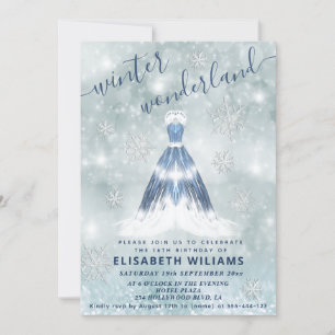 Adorable winter wonderland princess dress sweet 16 invitation