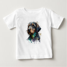 Adorable Wirehaired Dachshund Puppy Watercolor Art
