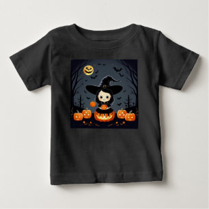 Adorable Witch and Pumpkins Baby T-Shirt