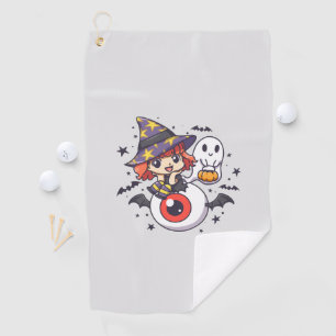 Adorable Witch Hat Kid on Mystical Eye Golf Towel