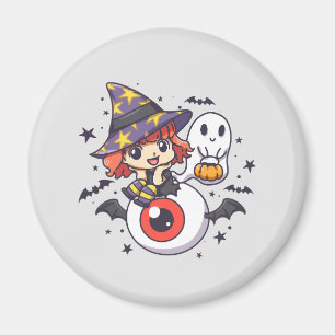 Adorable Witch Hat Kid on Mystical Eye Magnet